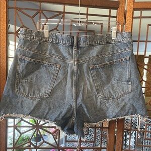 Pilcro Distressed High-Rise Jean Shorts in Washed Blue